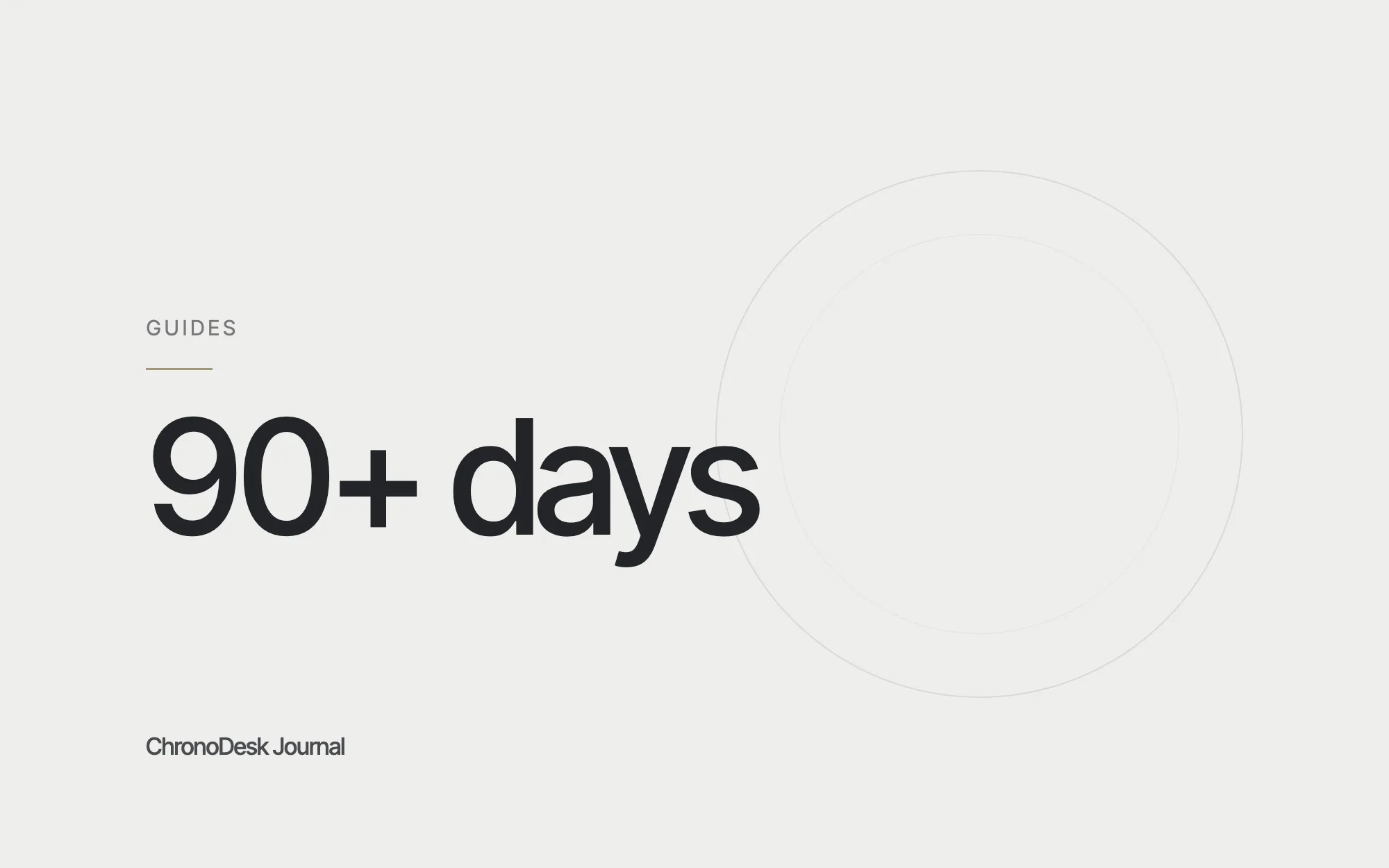 Journal-Titelbild mit „90+ days" in großer Schrift