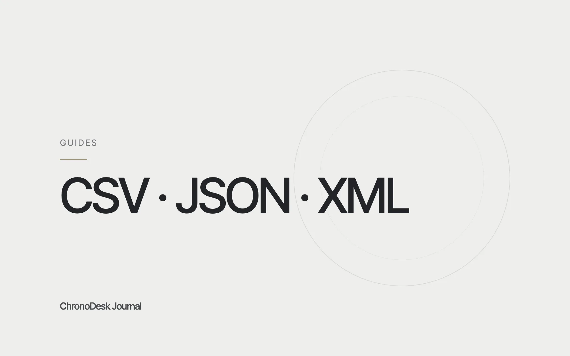 Journal cover with "CSV · JSON · XML" set in large type