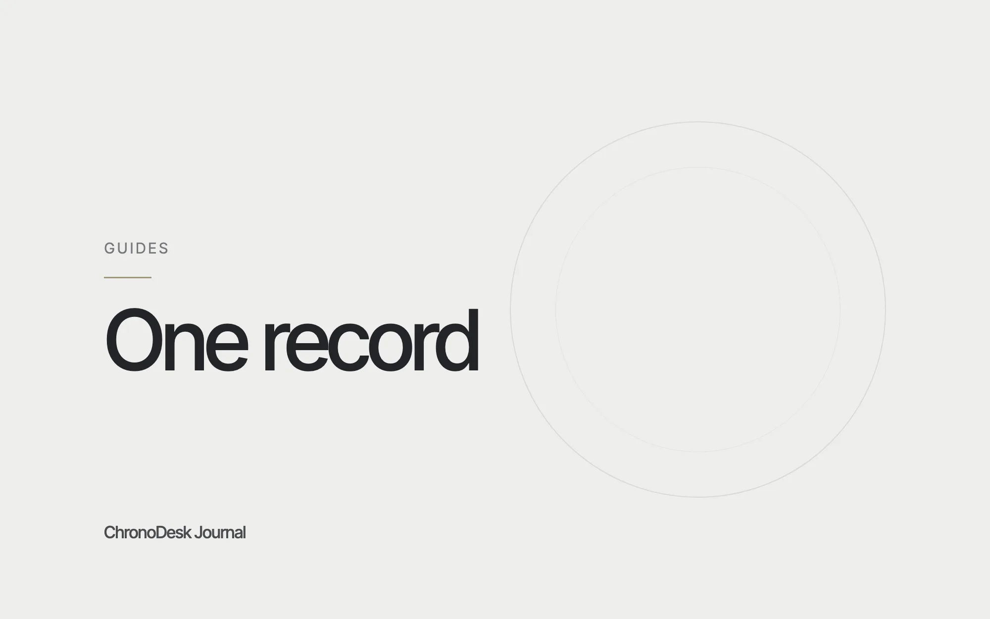 Journal-Titelbild mit „One record" in großer Schrift